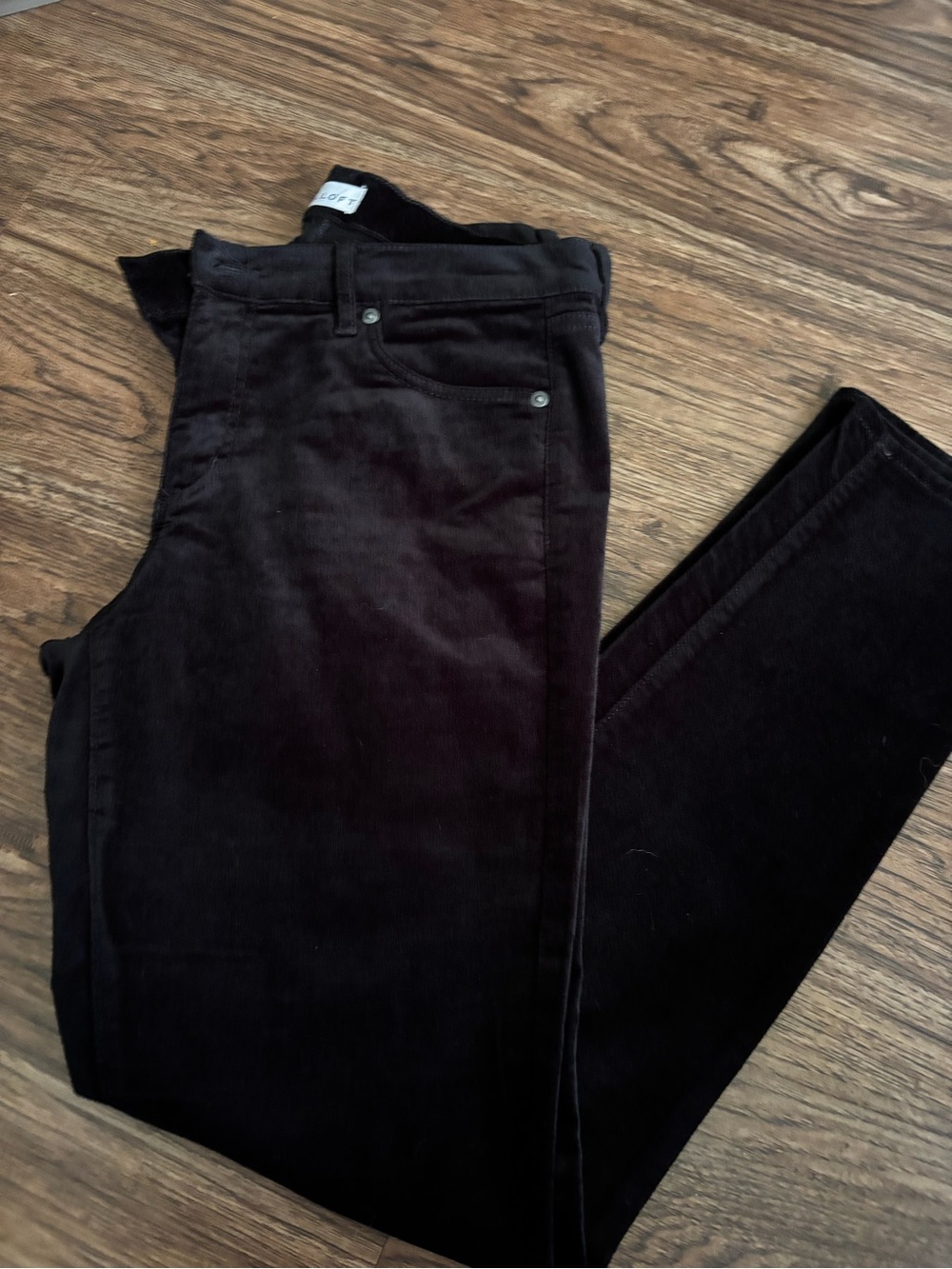 LOFT Black Velvet Modern Skinny Pants